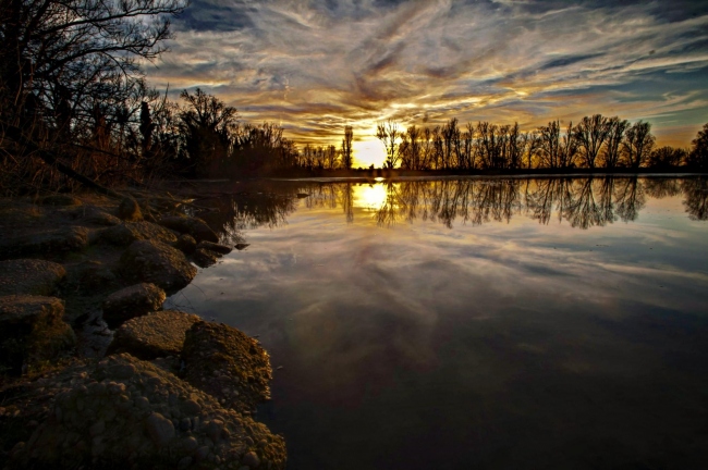 Crepuscolo sul fiume Adda