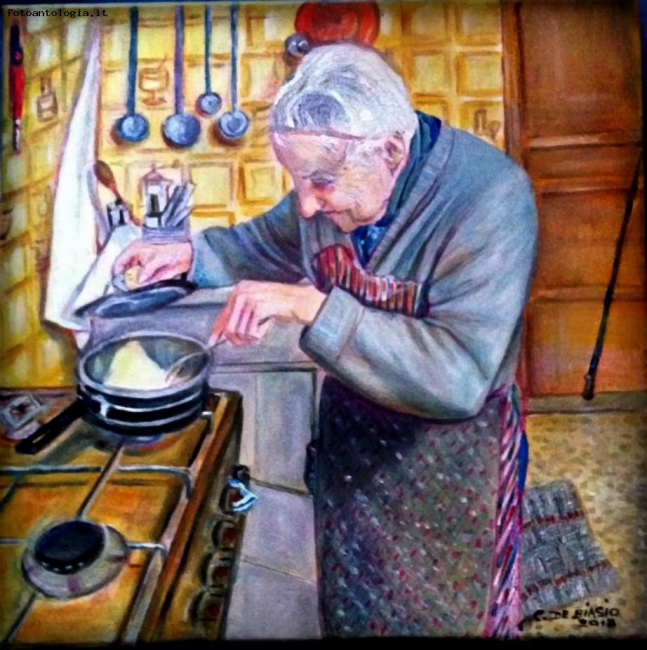 nonna pierina olio  su  tela 40x40